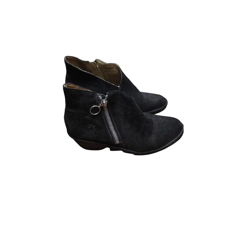 Fly London Women's Wedge Goth Grunge‎ Relax Suede Black Ankle Boots Size 40/9US